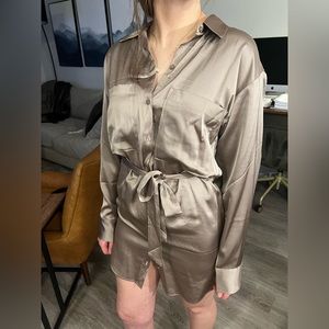 Abercrombie Relaxed Satin Shirt Dress